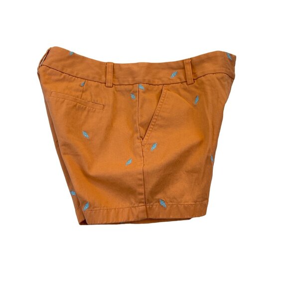 J.Crew Women's Shorts Size 8 Embroidered Sea Shells Cotton Orange Melon Chino - Picture 3 of 9